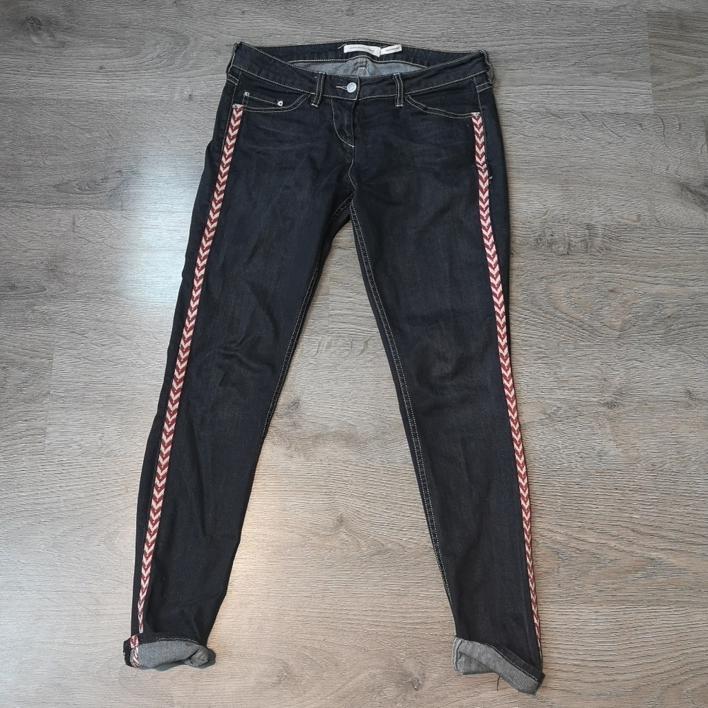 Vintage Isabel Marant Black Denim Embroidered Western Jeans